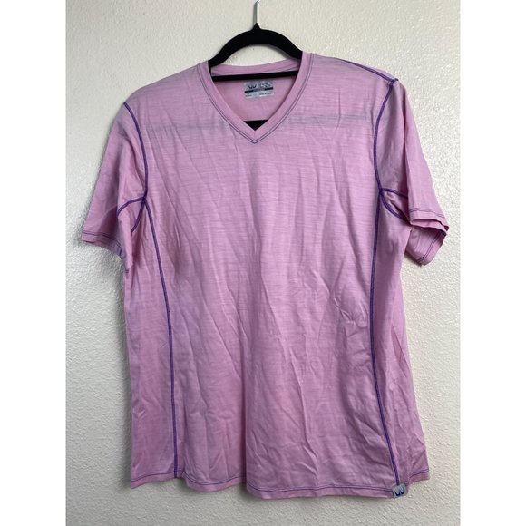 Wilss Merino Wool Womens Baselayer Top size XL Pink Short Sleeves V-Neck Outdoor - Picture 12 of 12